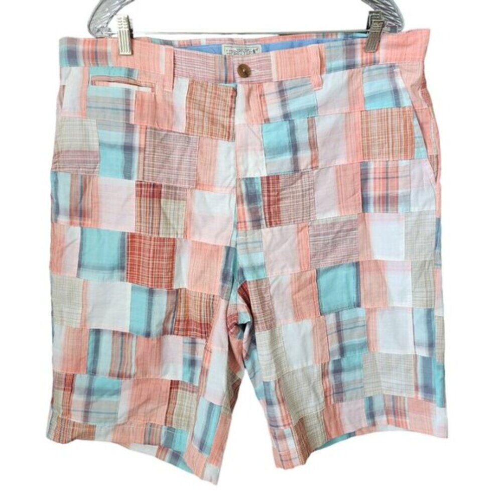 Westport Lifestyle Patchwork Short Men's 40 TALL Pink Plaid Preppy‎ Beach Casual